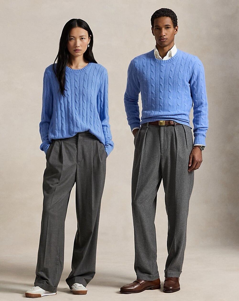 NWT Polo Ralph Lauren Iconic Cable Knit 100% Cashmere Sweater Blue M Unisex